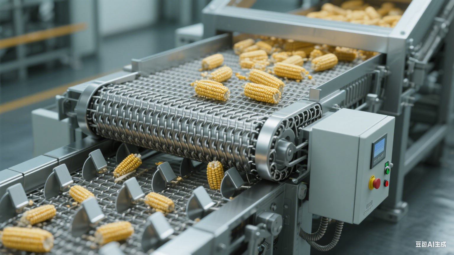 全自動(dòng)鮮食糯玉米連續(xù)翻轉(zhuǎn)式風(fēng)干機(jī)，食品外包裝瀝水風(fēng)干加工流水線解析?