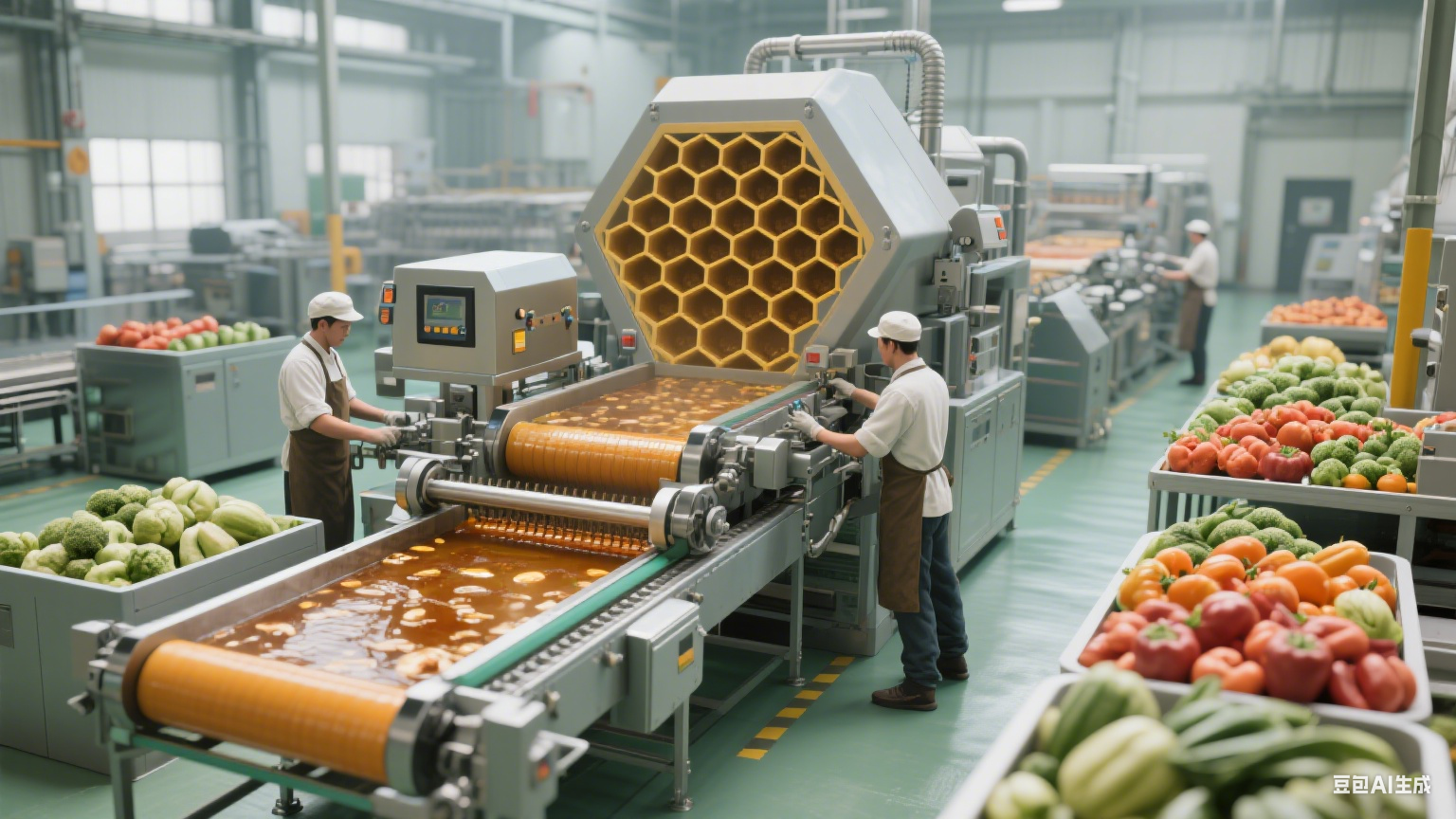 諸城的蜂窩鹵煮生產(chǎn)線在果蔬加工中起到的作用是什么？(圖25)