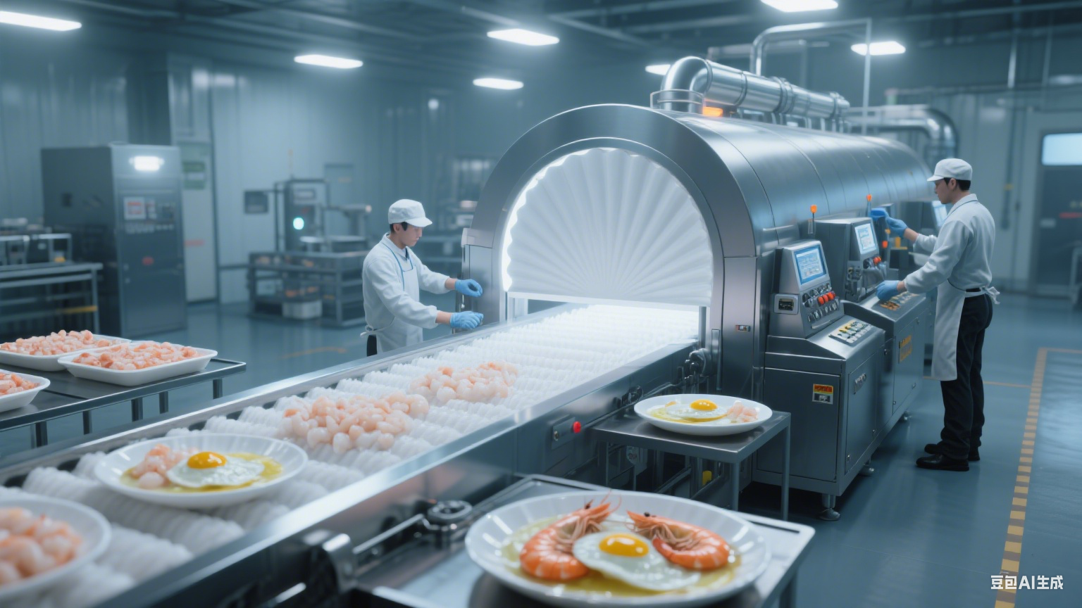 扇貝隧道式速凍機作為預制菜的速凍加工生產線，它前后銜接的設備式什么？(圖2)