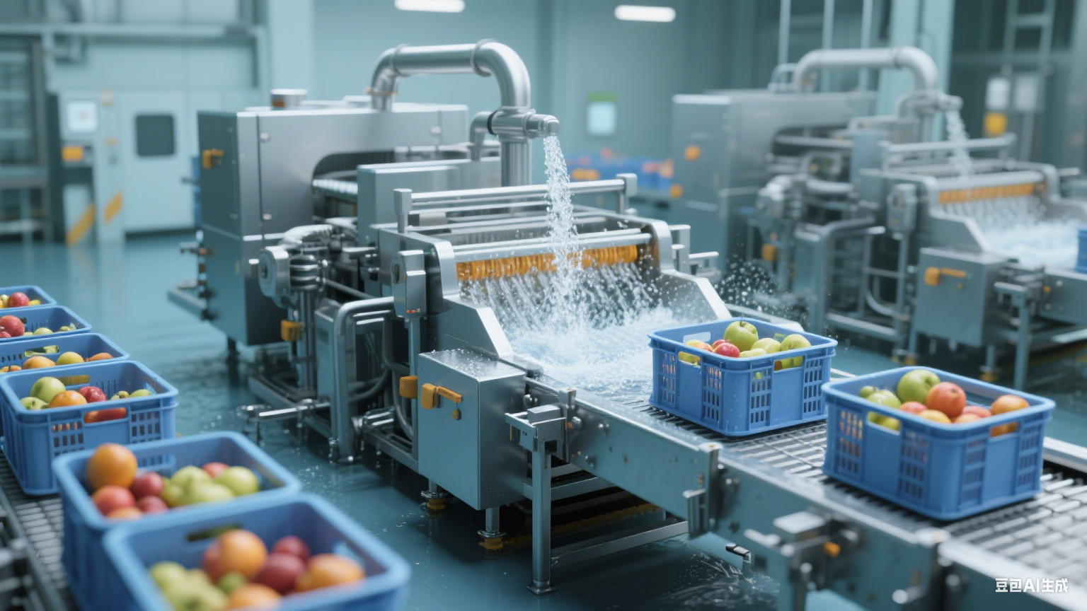 水果生產(chǎn)線用周轉(zhuǎn)筐清洗機(jī)的 4 大核心好處?