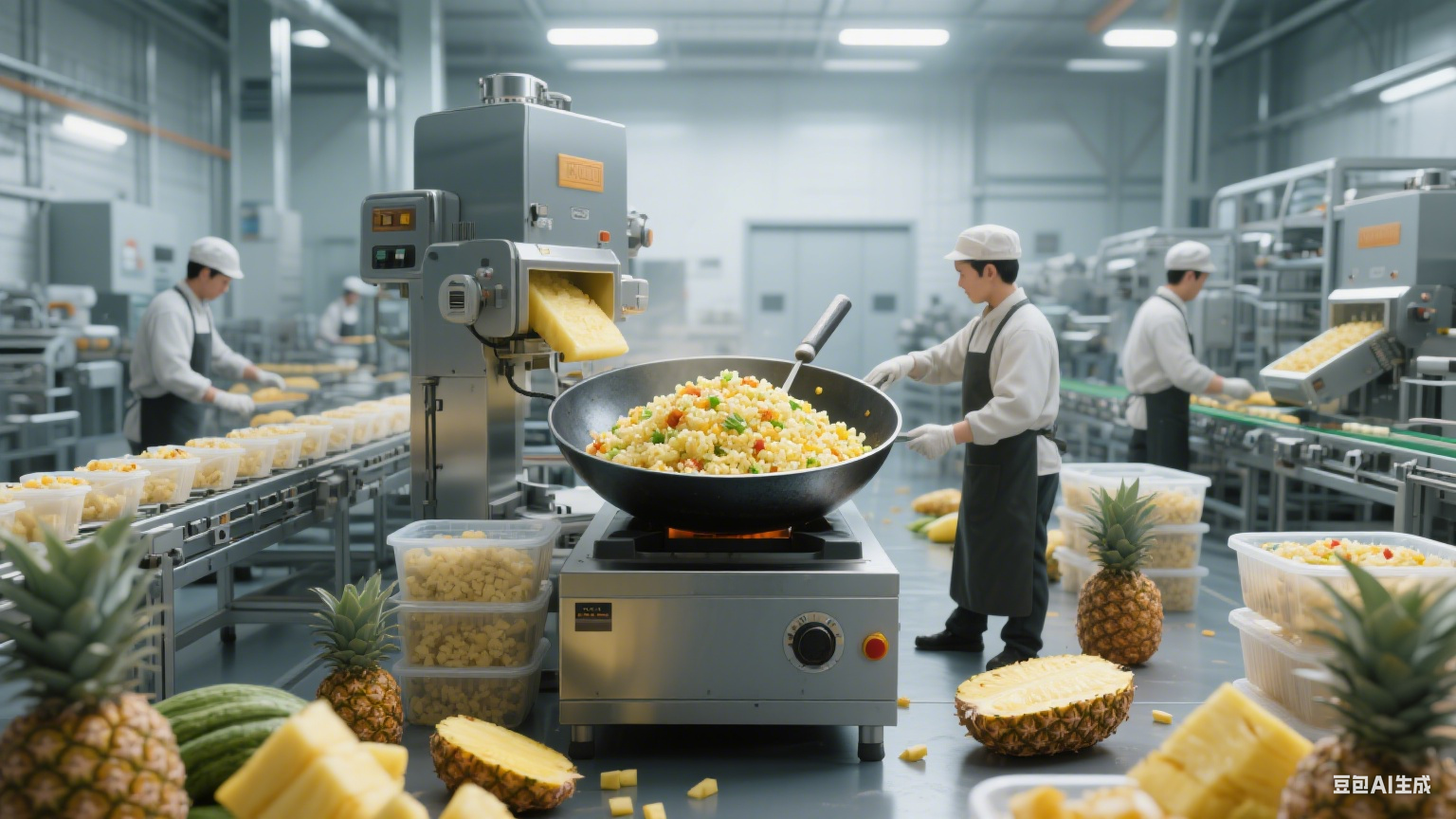 預(yù)制菜菠蘿炒飯生產(chǎn)線單次制作量解析：構(gòu)建 “設(shè)備協(xié)同 + 工藝適配” 的量化生產(chǎn)(圖1)