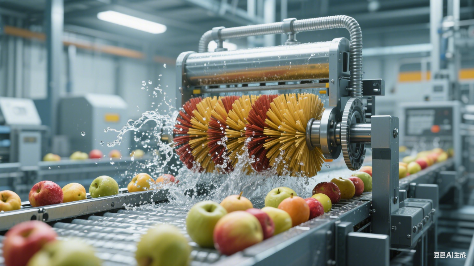 水果毛輥清洗機生產(chǎn)線：解構(gòu) “柔性毛刷 + 有效控力” 的果蔬表皮零損傷(圖3)