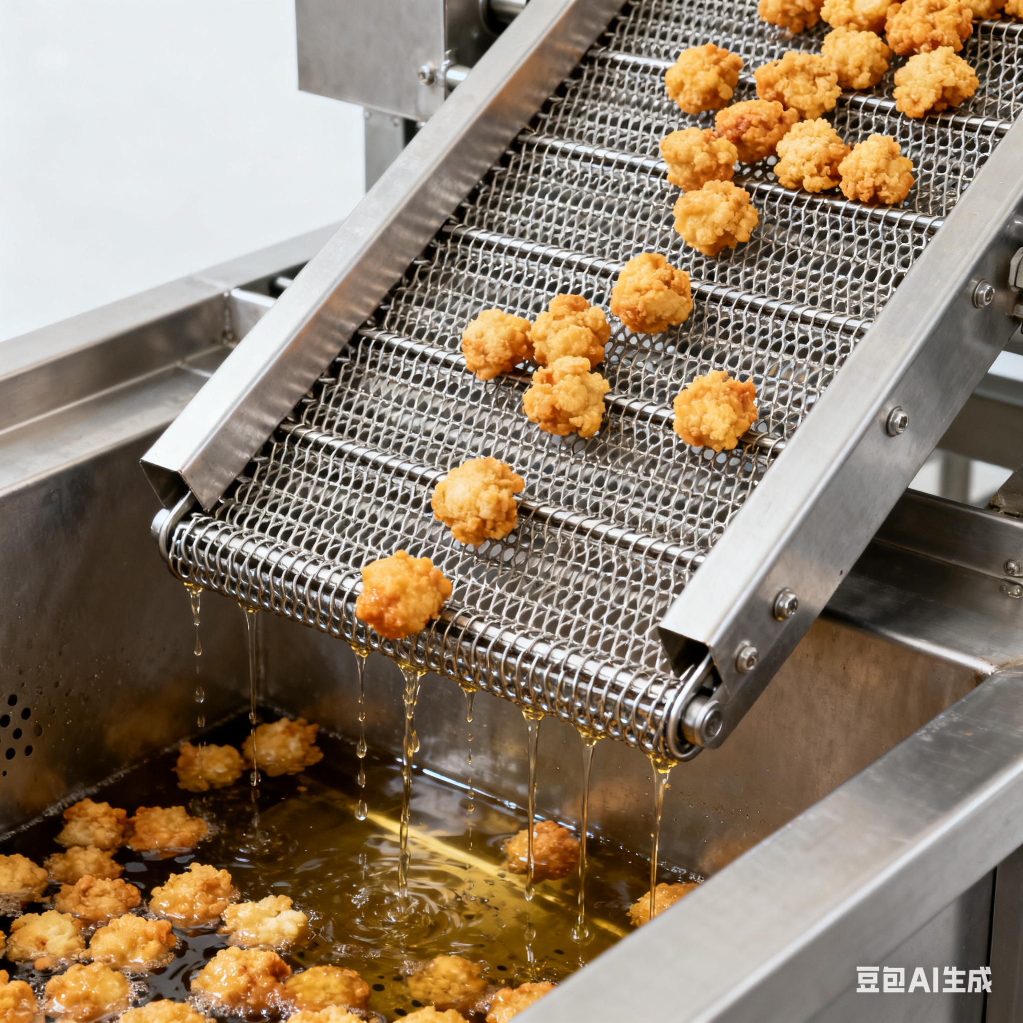 雞米花油炸機(jī)生產(chǎn)線：出料方式如何選？(圖2)