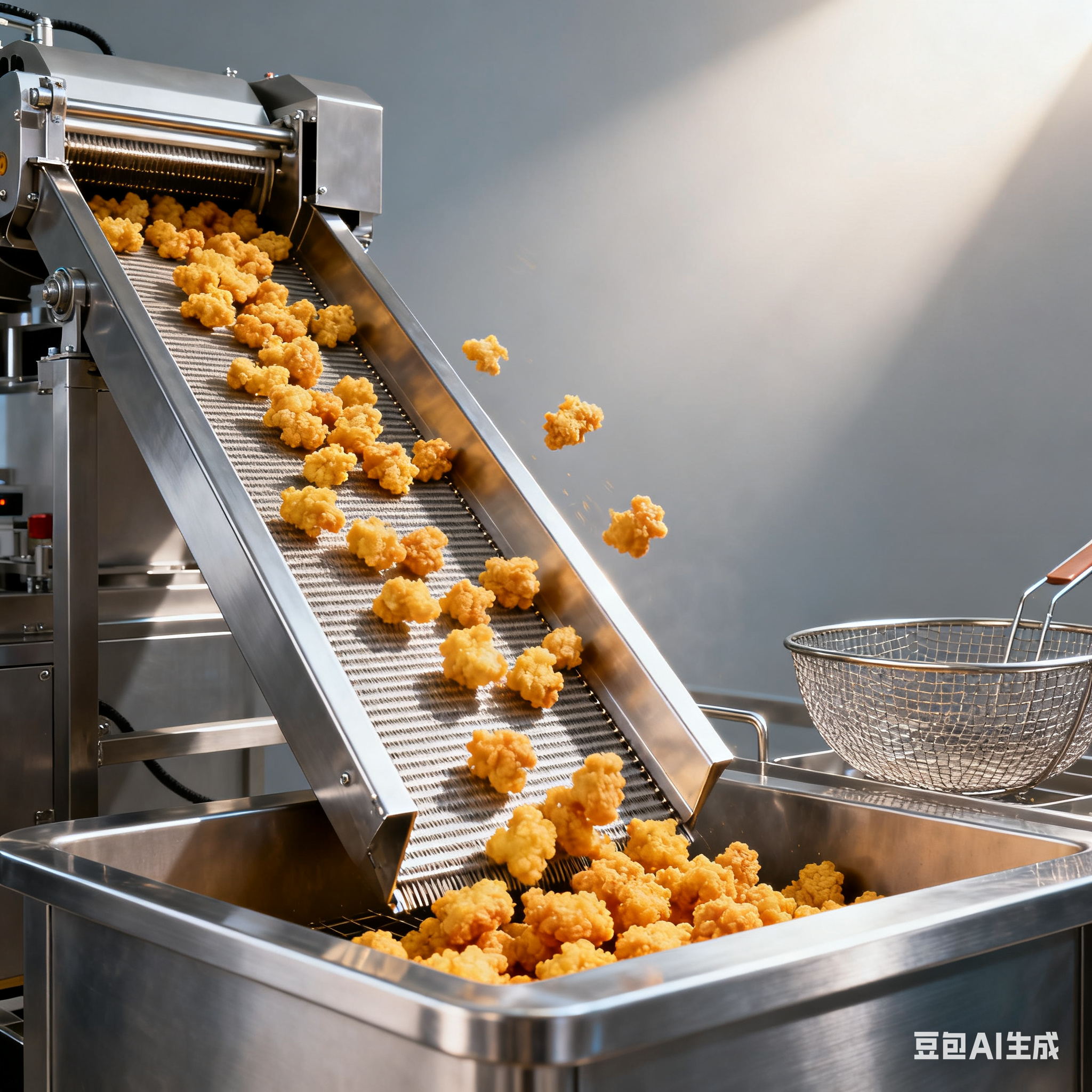 雞米花油炸機(jī)生產(chǎn)線：出料方式如何選？(圖4)