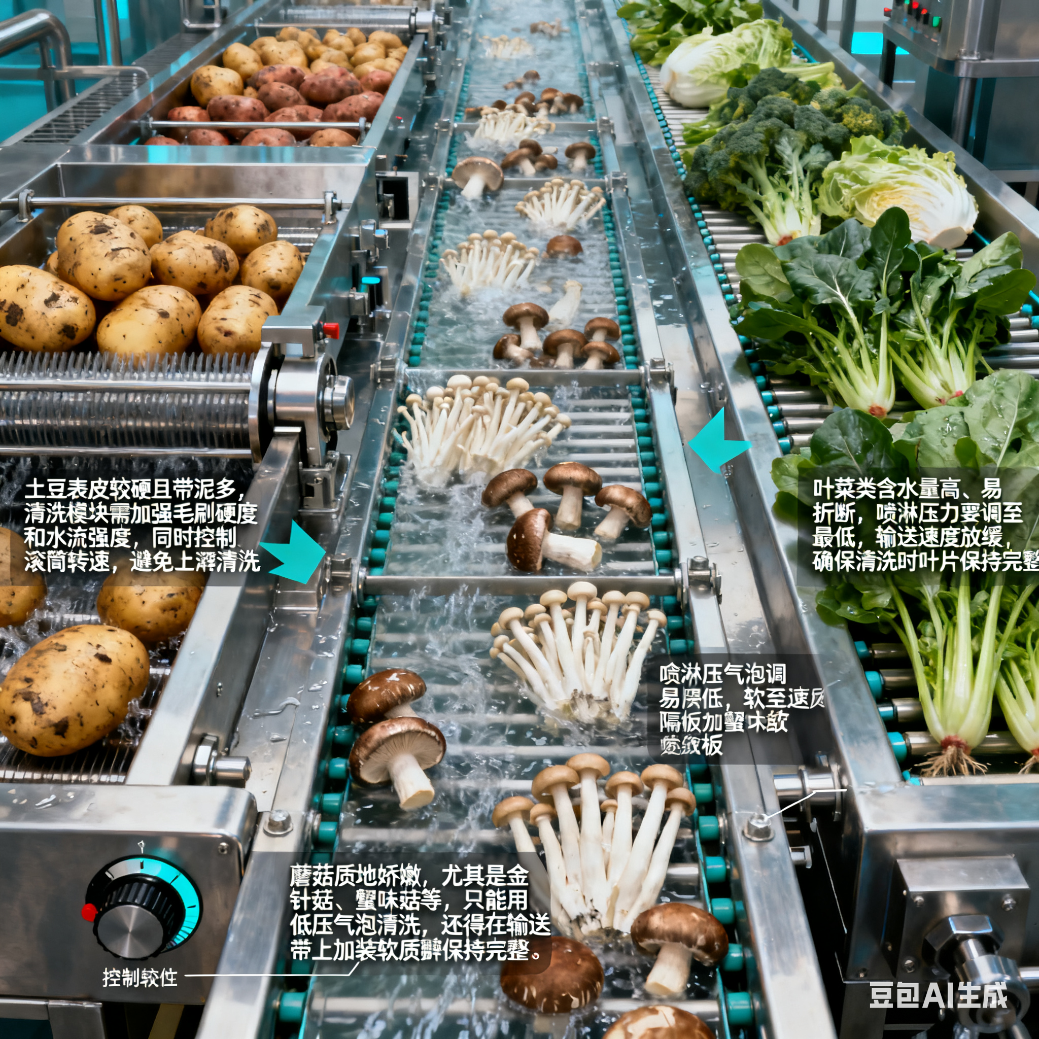 果蔬蘑菇土豆小型清洗機(jī)流水線，怎樣適配小批量加工？(圖2)