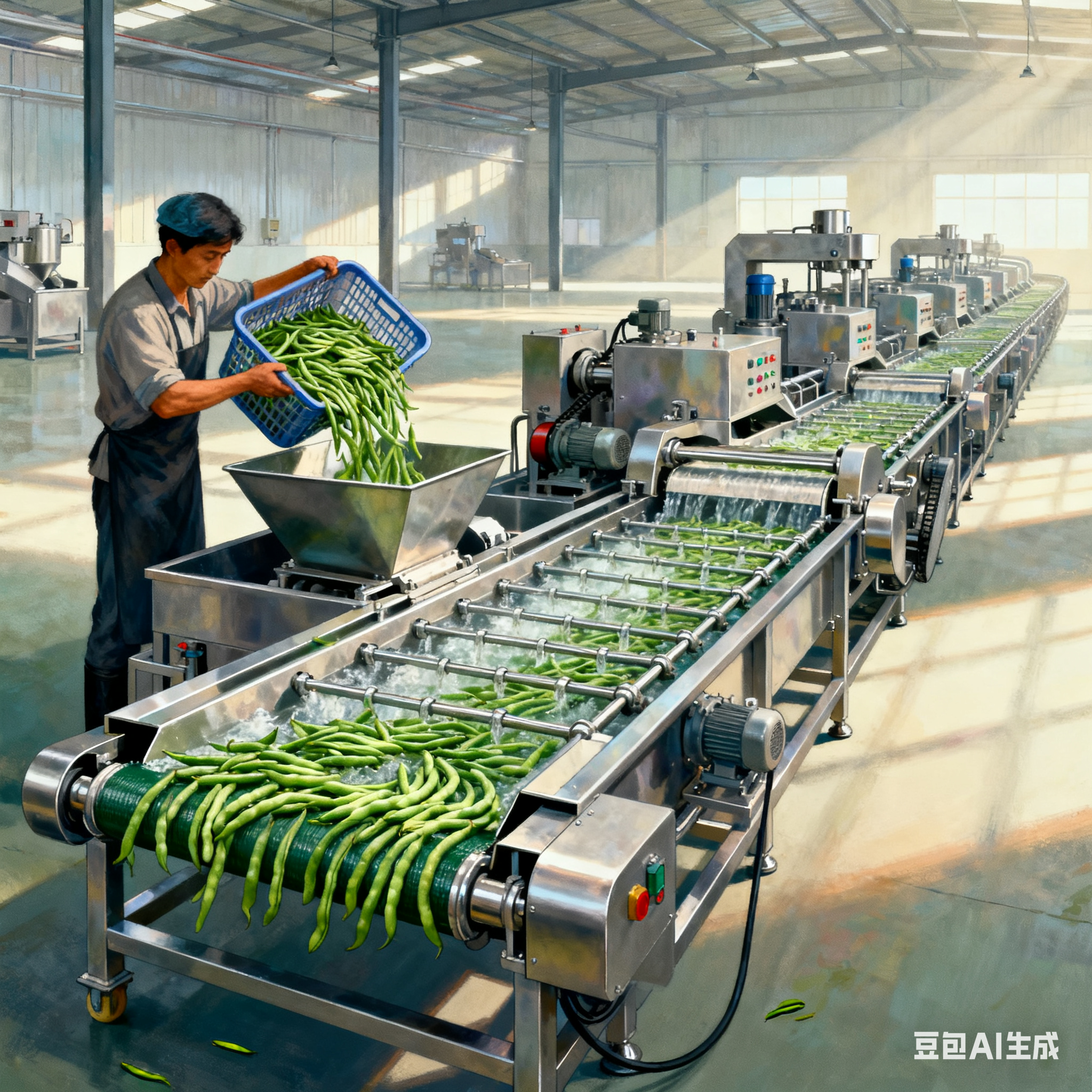連續(xù)式豆角清洗機(jī)生產(chǎn)線，好用嗎？(圖2)