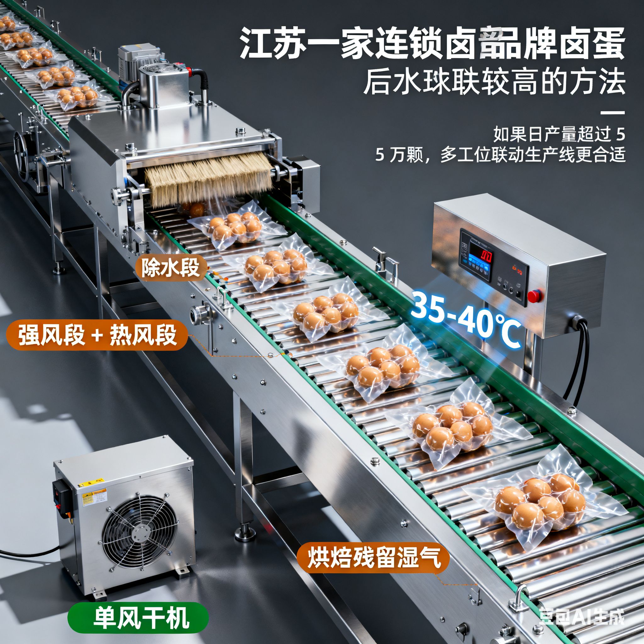 鹵蛋外包裝風干機生產(chǎn)線，該怎么選才適配？(圖3)