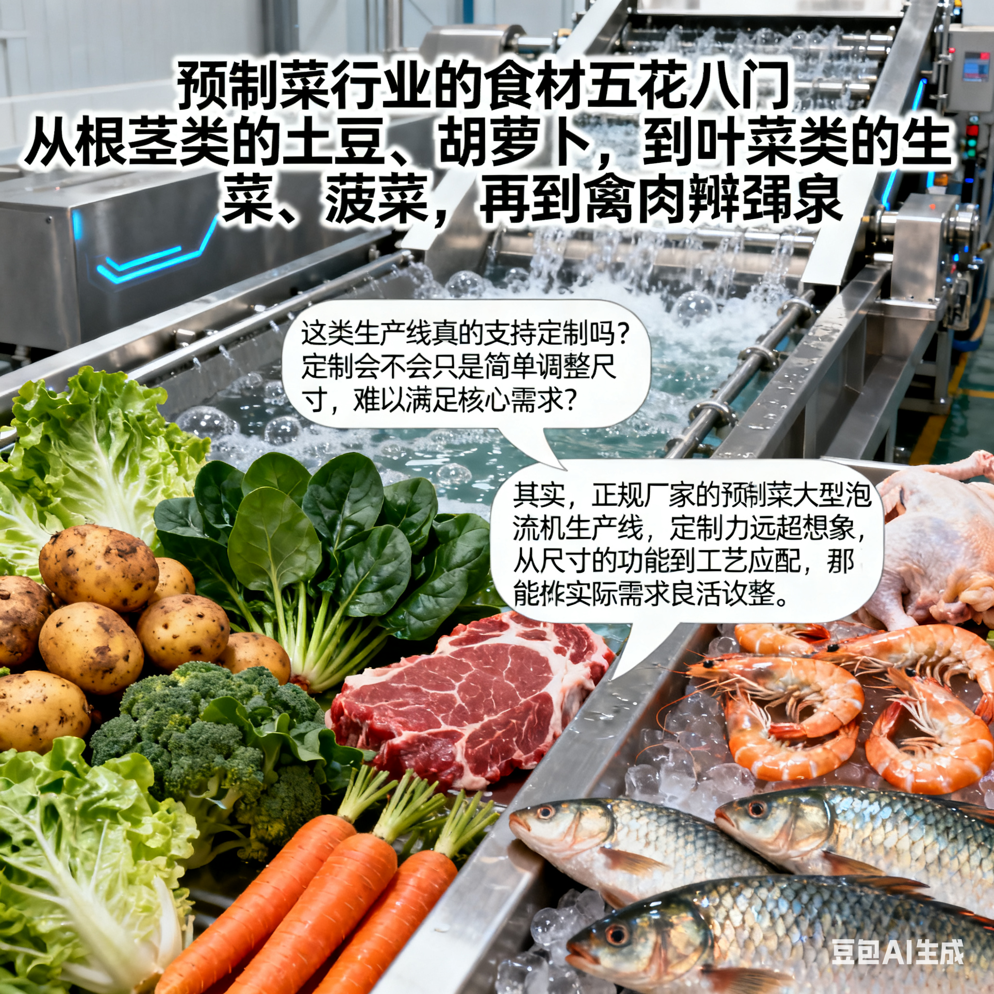 預(yù)制菜大型氣泡清洗線(xiàn)，支持定制嗎？(圖1)