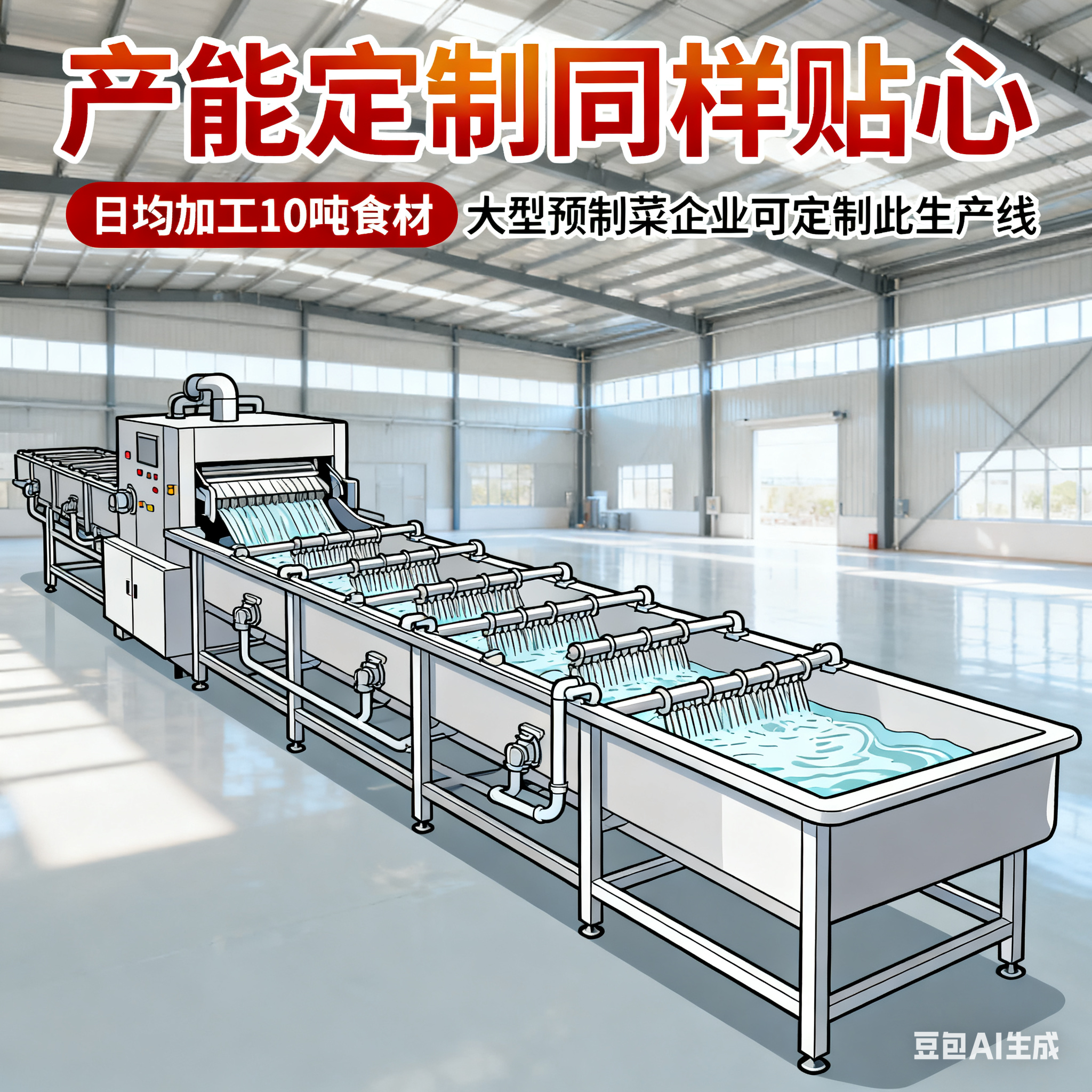 預(yù)制菜大型氣泡清洗線(xiàn)，支持定制嗎？(圖2)