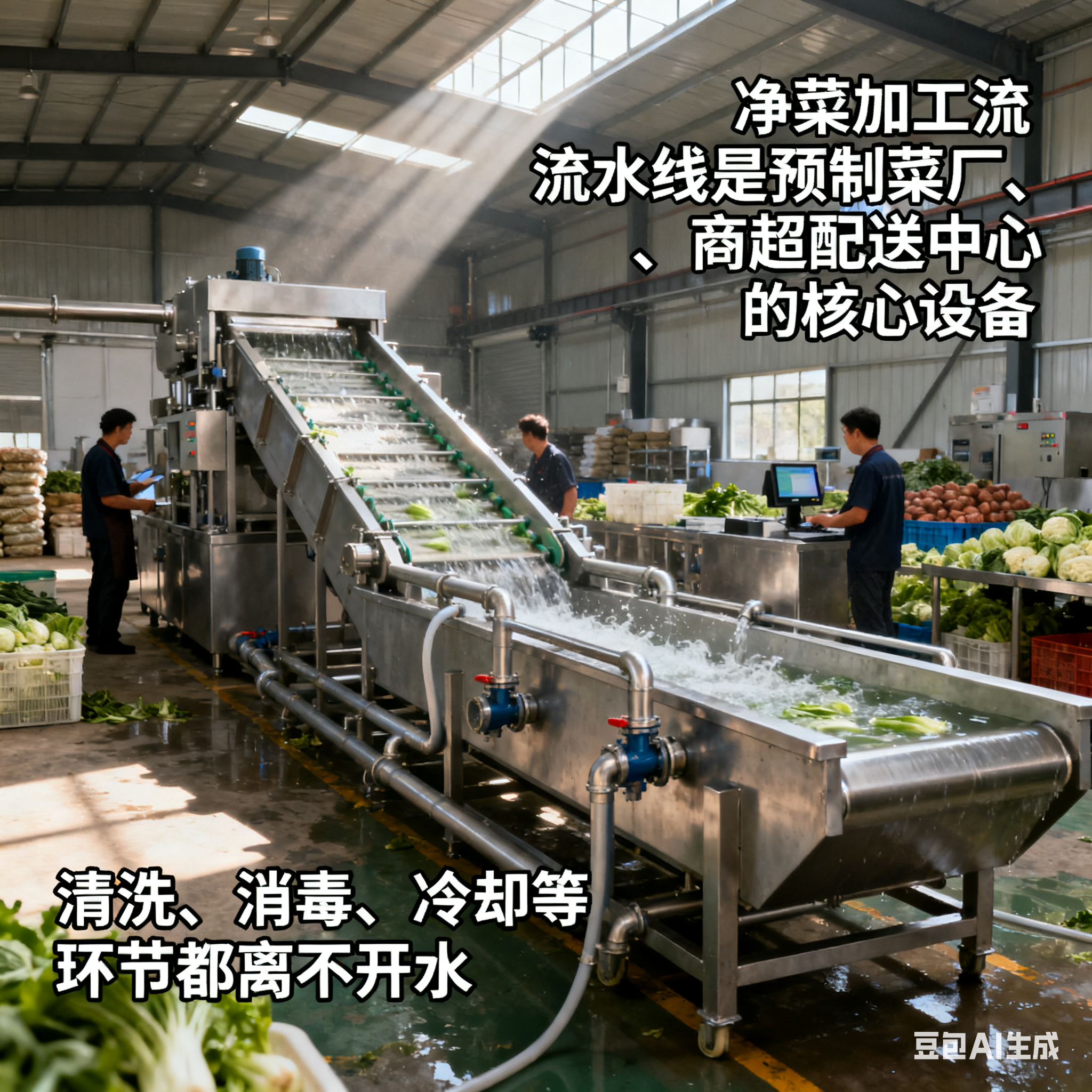 凈菜加工流水線，每天要用多少水？(圖1)