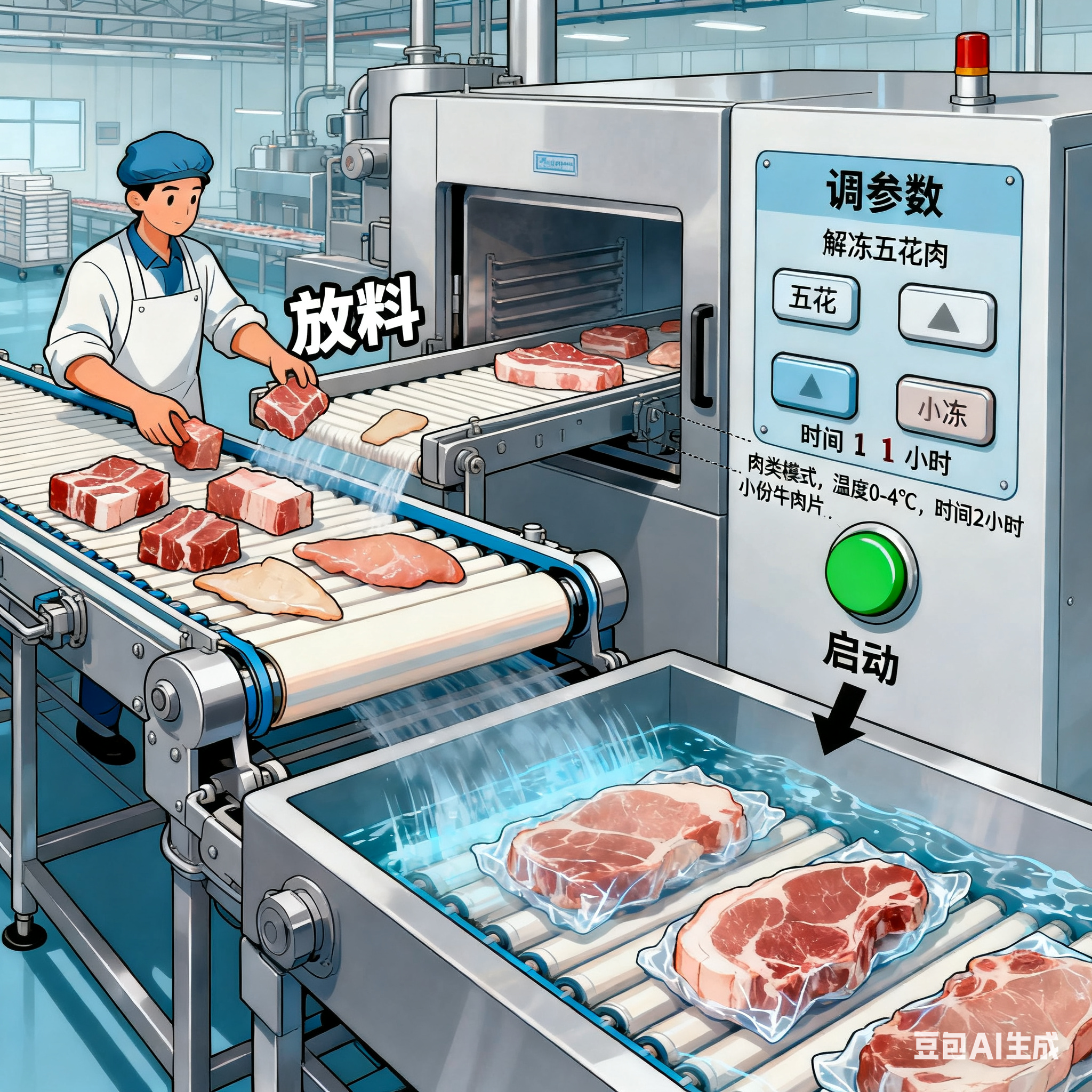 預(yù)制菜肉類解凍設(shè)備生產(chǎn)線，操作真的方便嗎？(圖2)