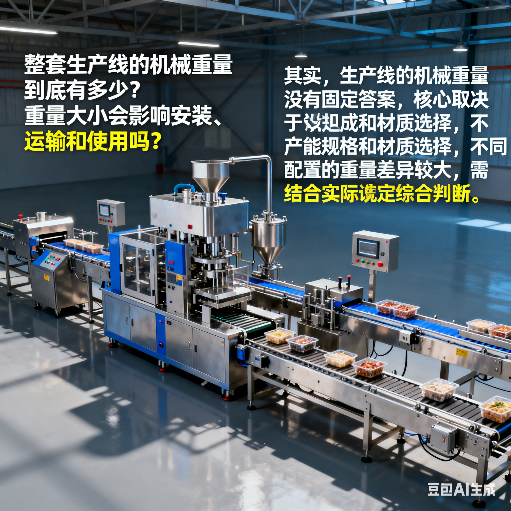 廚房速食料理包包裝機生產線，機械重量多少？(圖1)