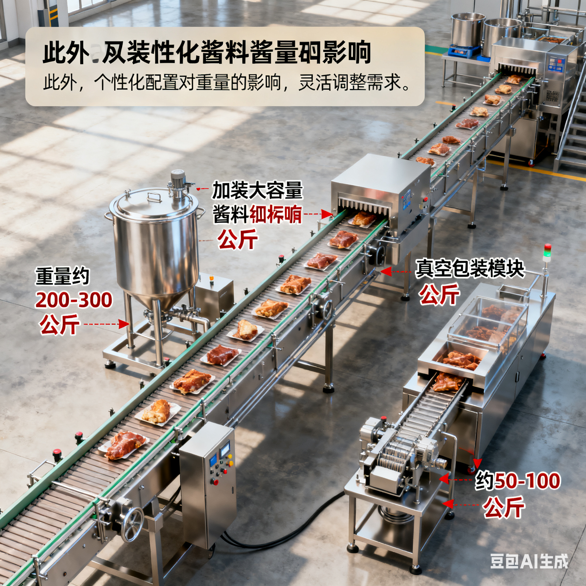 廚房速食料理包包裝機生產線，機械重量多少？(圖5)