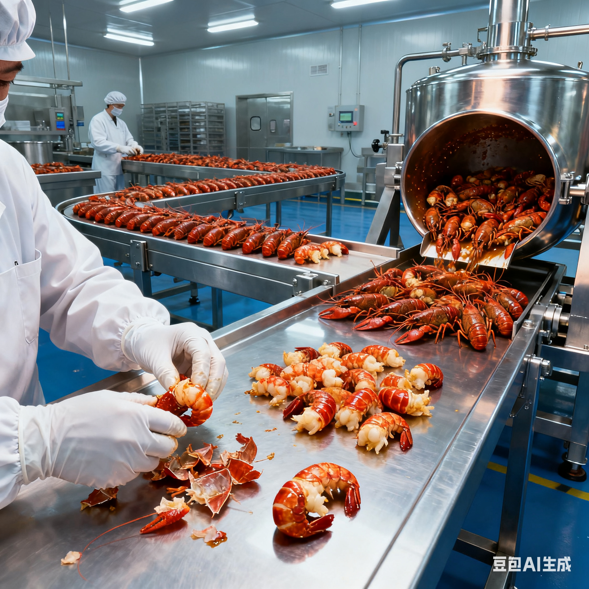 即食小龍蝦漂燙線：預(yù)制菜如何新鮮出爐？(圖4)