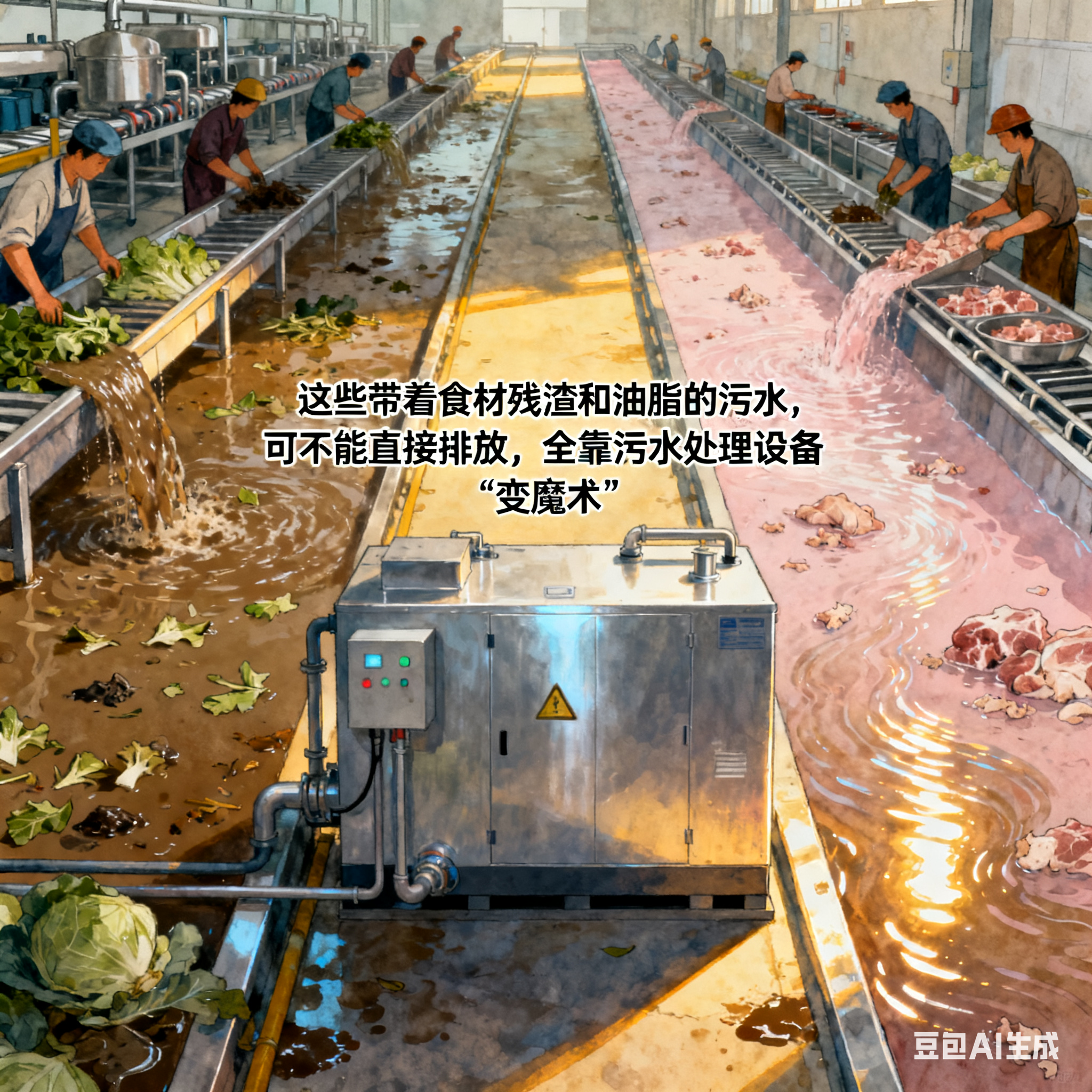 預(yù)制菜生產(chǎn)線污水處理設(shè)備，咋工作的？(圖1)