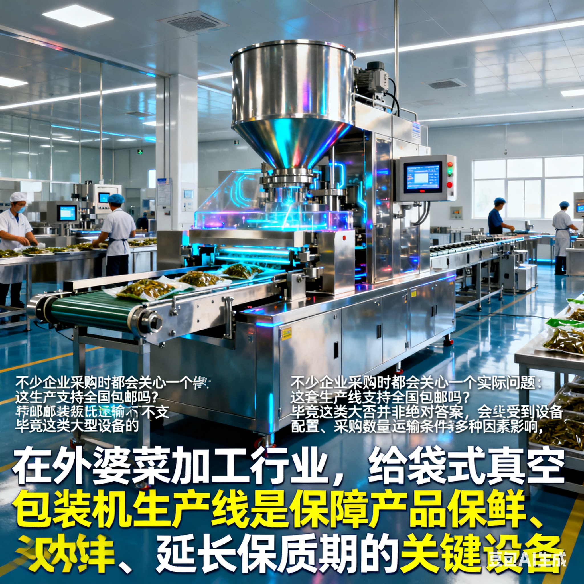 外婆菜給袋式真空包裝機(jī)生產(chǎn)線，全國包郵嗎？(圖1)