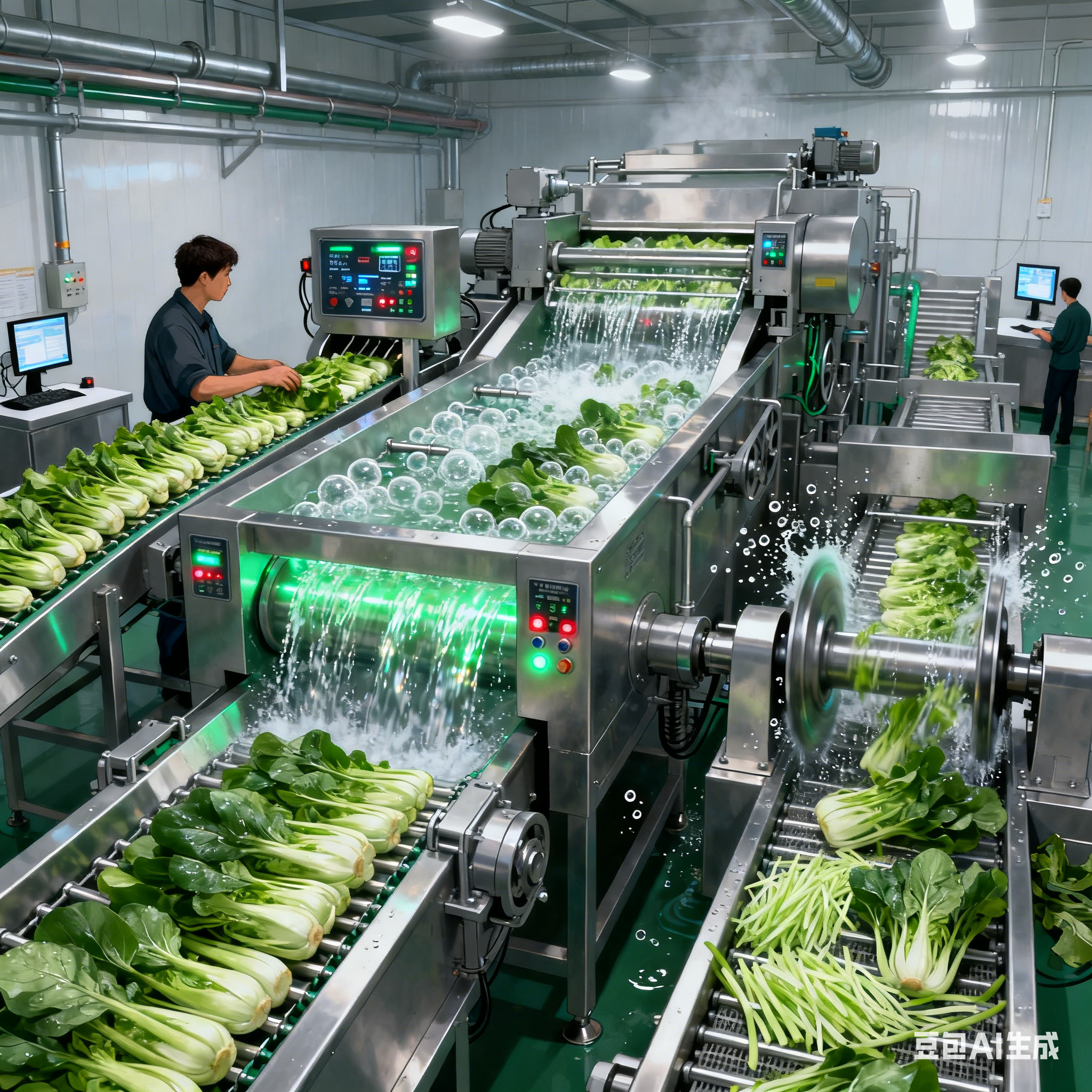 全自動葉菜凈菜生產(chǎn)線，自動化程度高嗎？(圖2)
