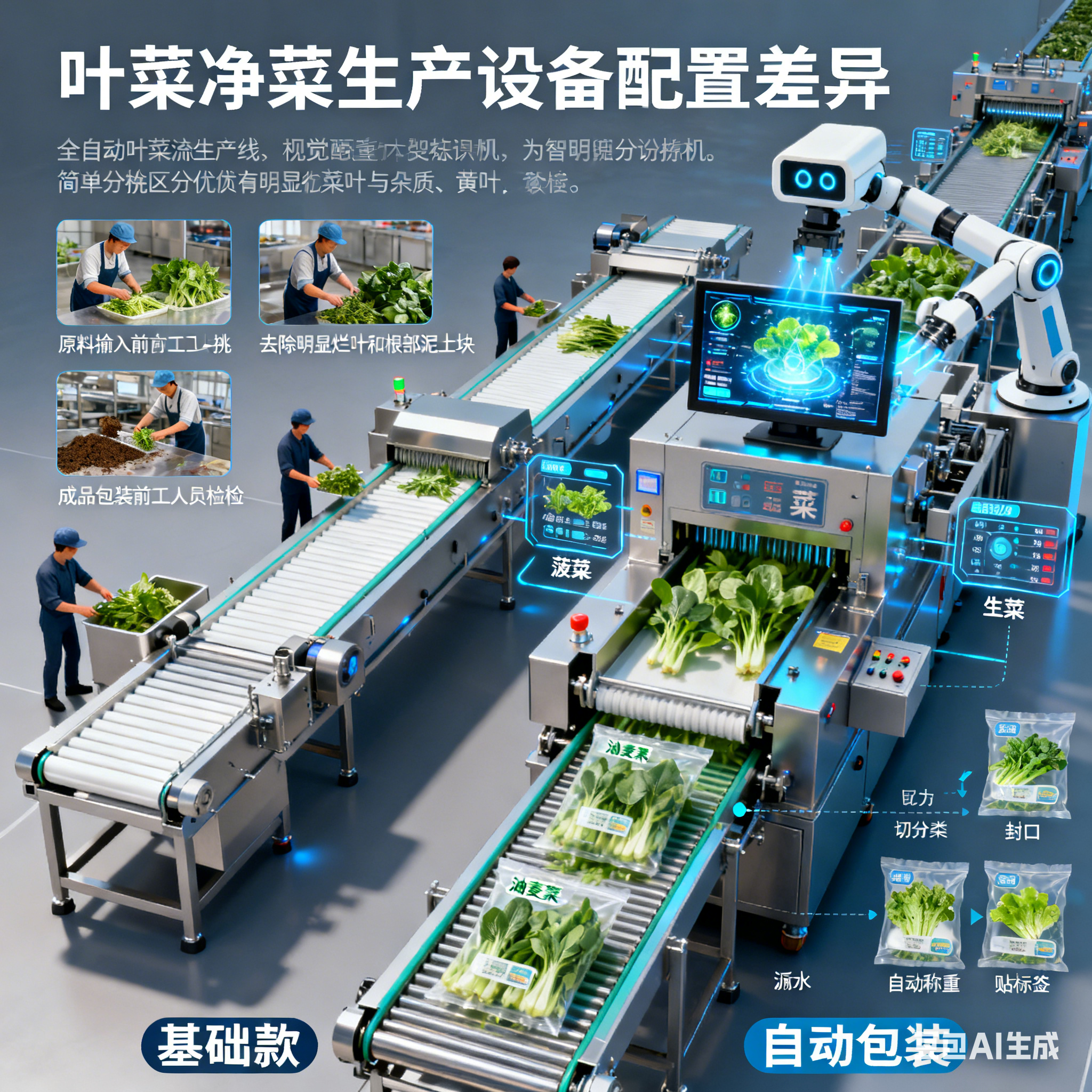 全自動葉菜凈菜生產(chǎn)線，自動化程度高嗎？(圖3)