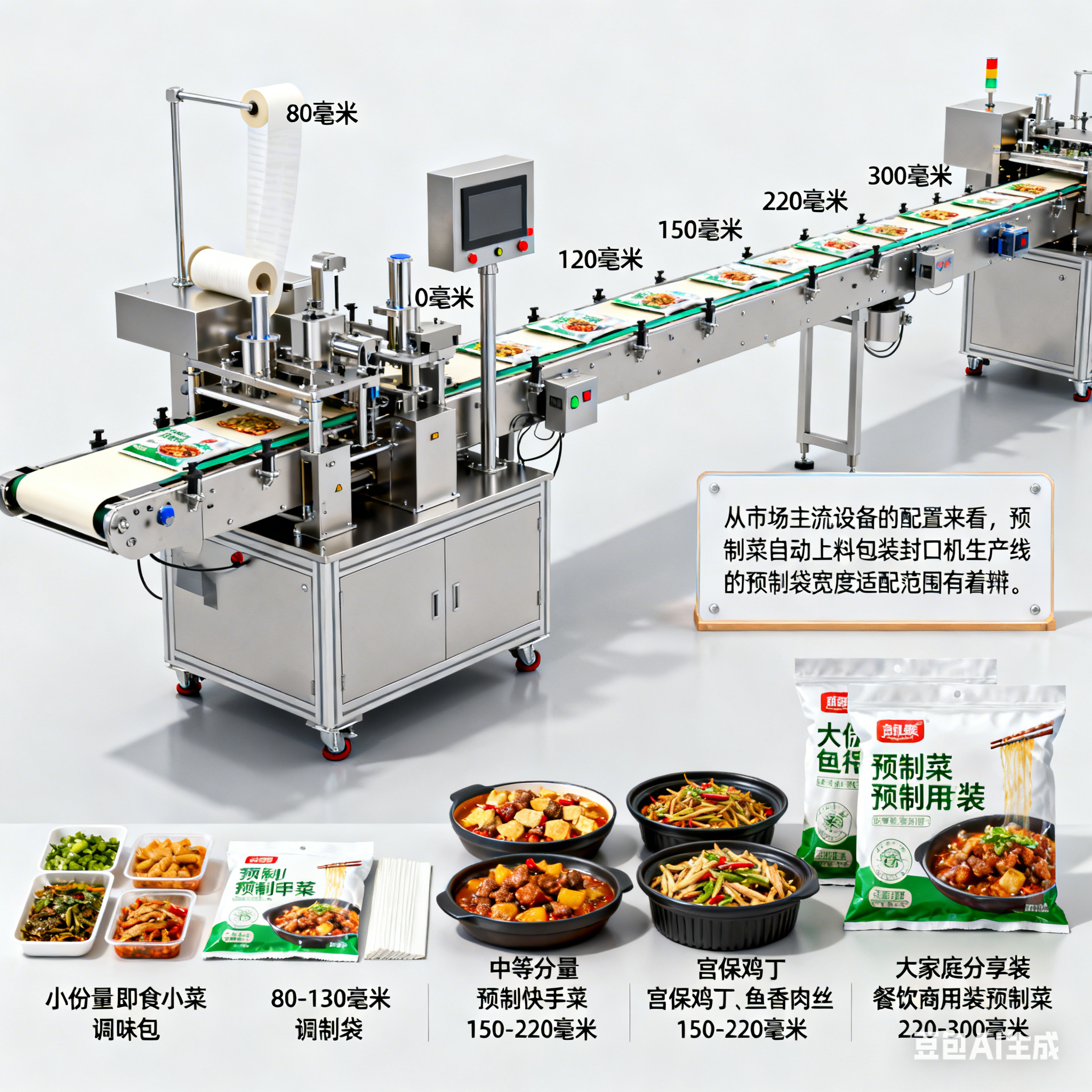 預(yù)制菜包裝機，能適配多少寬度的預(yù)制袋？(圖2)