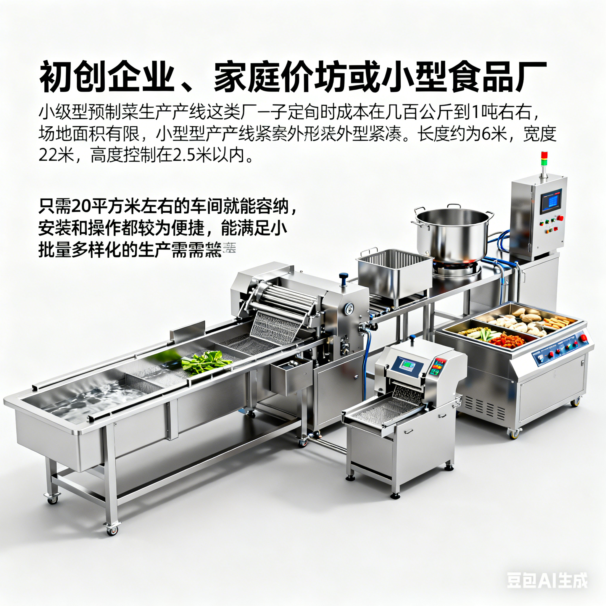 預(yù)制菜生產(chǎn)線外形有多大？適配哪種規(guī)模的廠子(圖2)