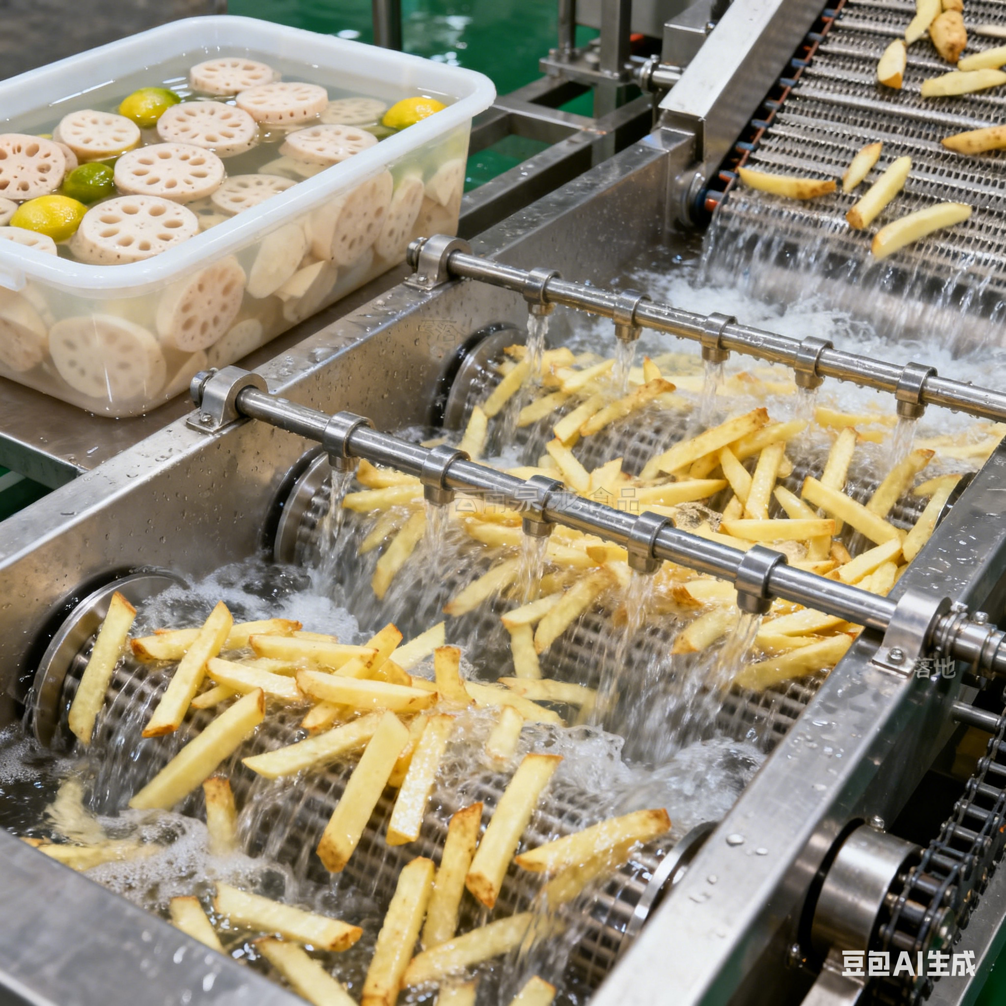 薯?xiàng)l藕片裹漿油炸線：是核心設(shè)備嗎？含浸泡提升機(jī)嗎？(圖4)