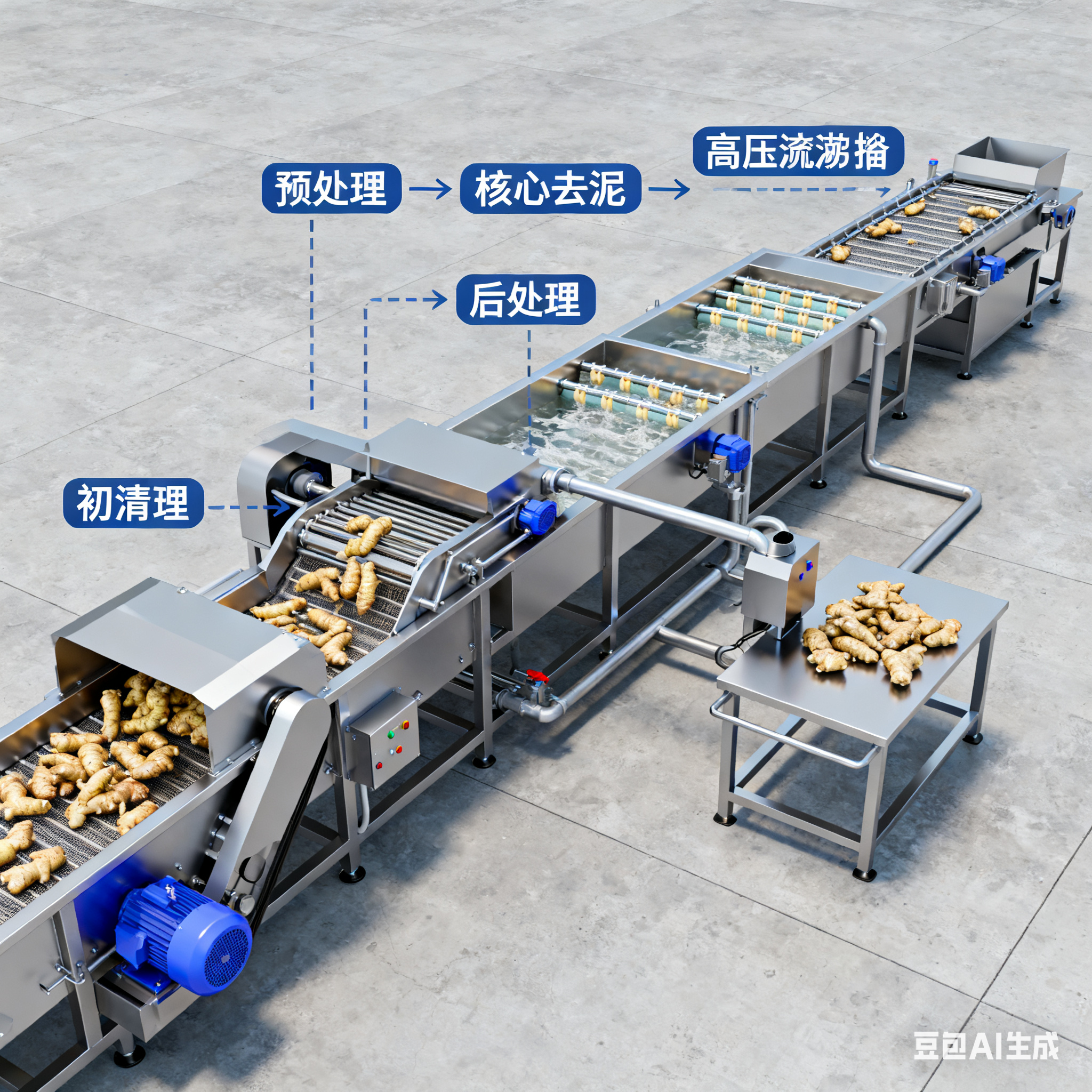 生姜去泥設備生產線，該如何選型與布局？(圖4)