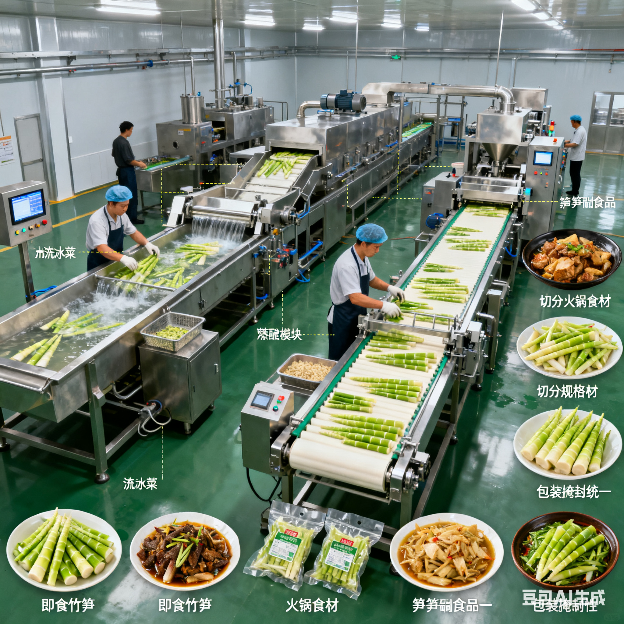 竹筍清洗流水線與預(yù)制菜加工設(shè)備生產(chǎn)線如何適配？有哪些特點(diǎn)？(圖6)