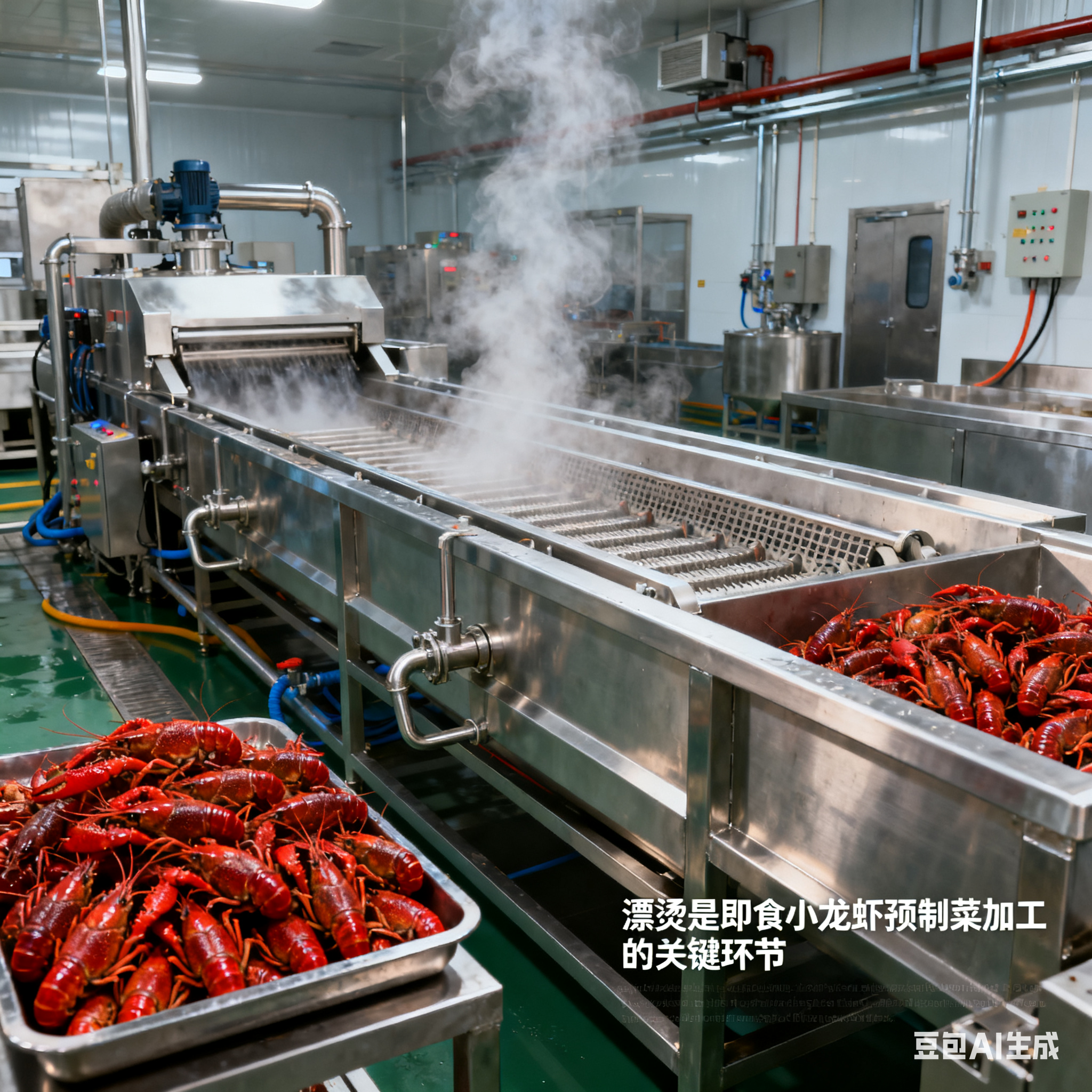 即食小龍蝦漂燙線預(yù)制菜加工生產(chǎn)線包含哪些環(huán)節(jié)？如何運(yùn)作？(圖2)