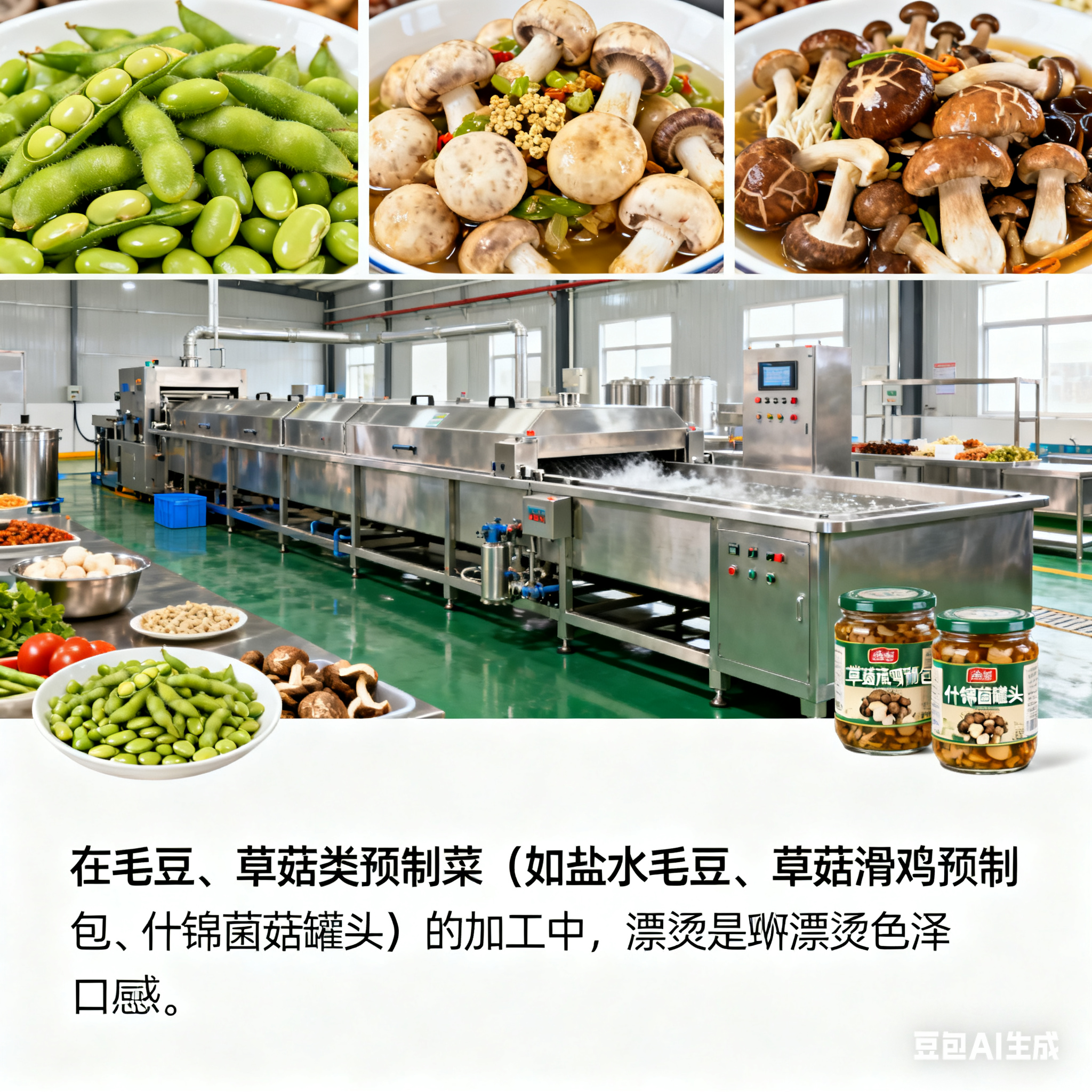 全自動毛豆草菇漂燙機生產(chǎn)線，如何滿足預(yù)制菜加工需求？(圖1)